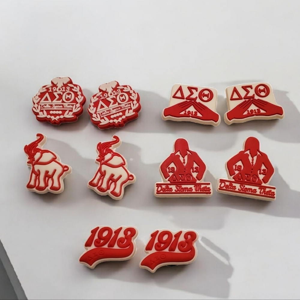 DST Inspired Croc Charms | Red & White Sorority Shoe Charms